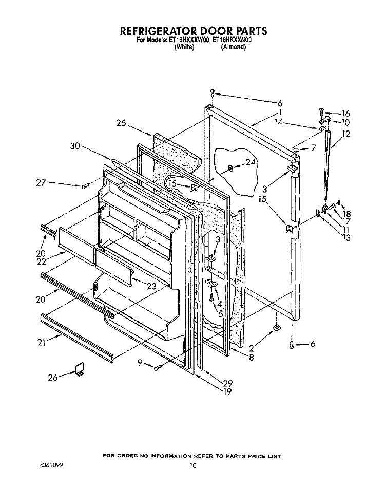 REFRIGERATOR DOOR, LIT/OPTIONAL Diagram and Parts List for ET18HKXXN00  Whirlpool Refrigerator