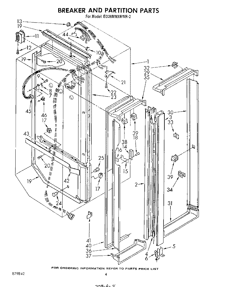BREAKER AND PARTITION Diagram and Parts List for ED26MMXRWR2  Whirlpool Refrigerator