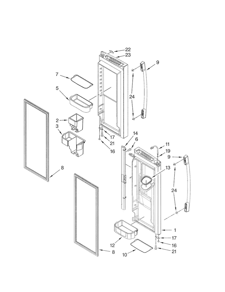 Refrigerator Door Parts Diagram and Parts List for GI5FSAXVY03  Whirlpool Refrigerator