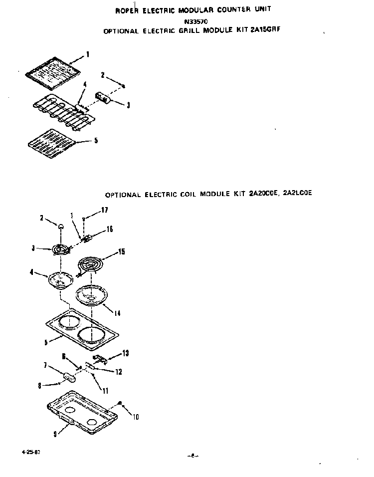 ^electric Grill Diagram and Parts List for N3357*0  Roper Range