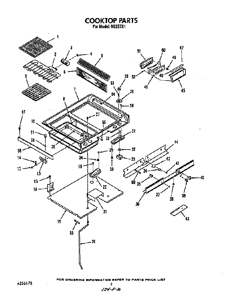 Cook Top Diagram and Parts List for N9257*1  Roper Range