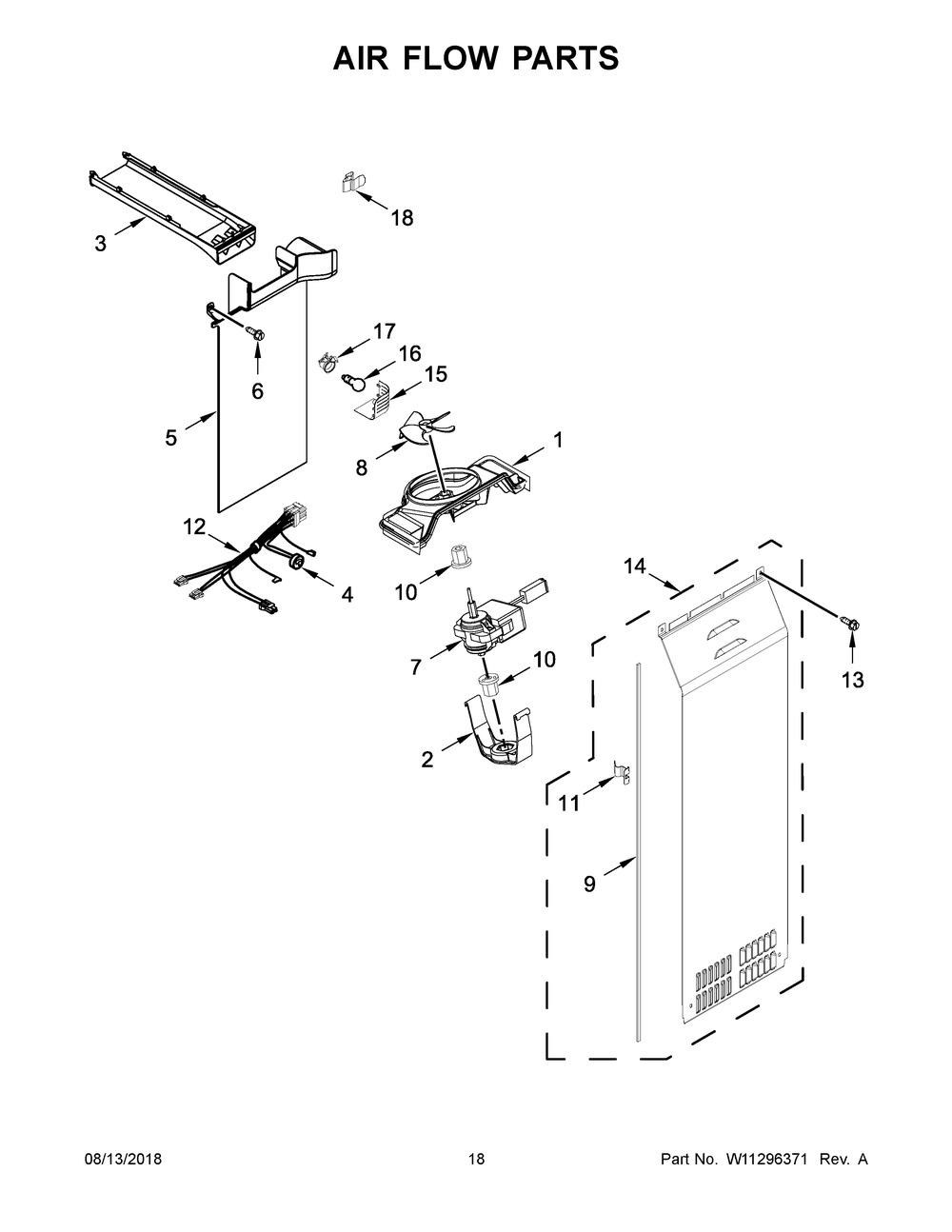 Air Flow Parts Diagram and Parts List for WRSA88FIHN00  Whirlpool Refrigerator