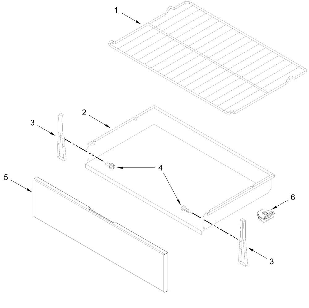 Drawer And Broiler Parts Diagram and Parts List for CRGW3487RS0  Whirlpool Range