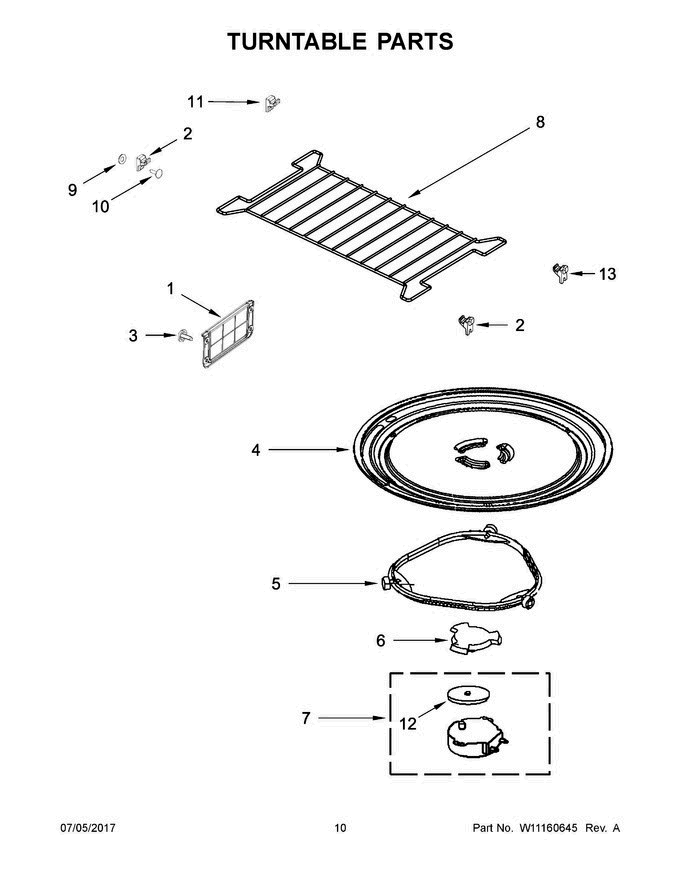 06 - Turntable Parts Diagram and Parts List for WMH32519CB2  Whirlpool Microwave Oven Combo