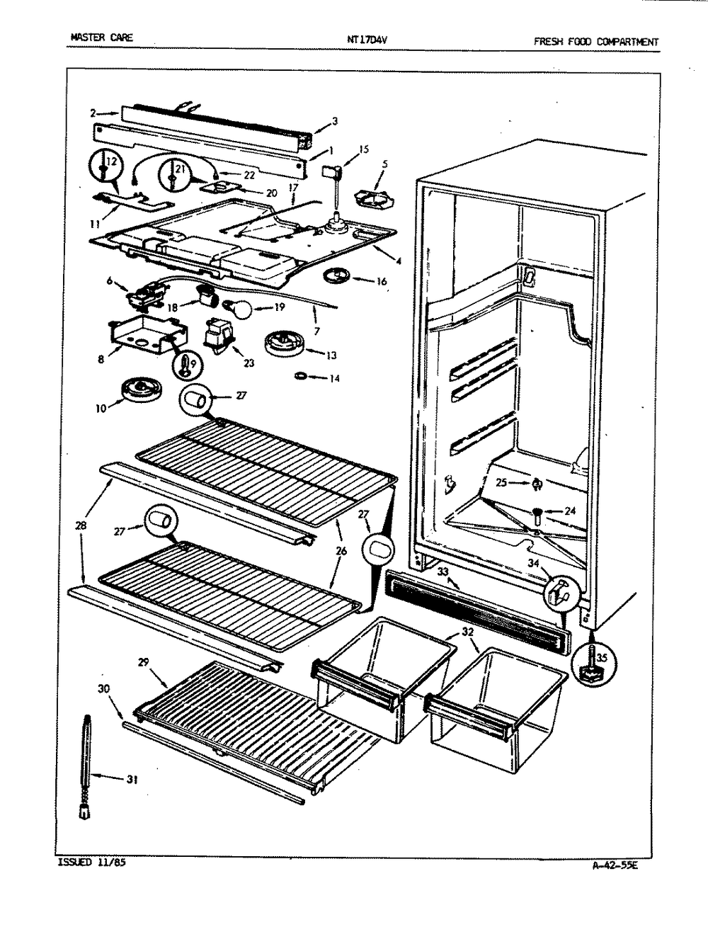 03 - Fresh Food Compartment Diagram and Parts List for NT17D4VA  Whirlpool Refrigerator