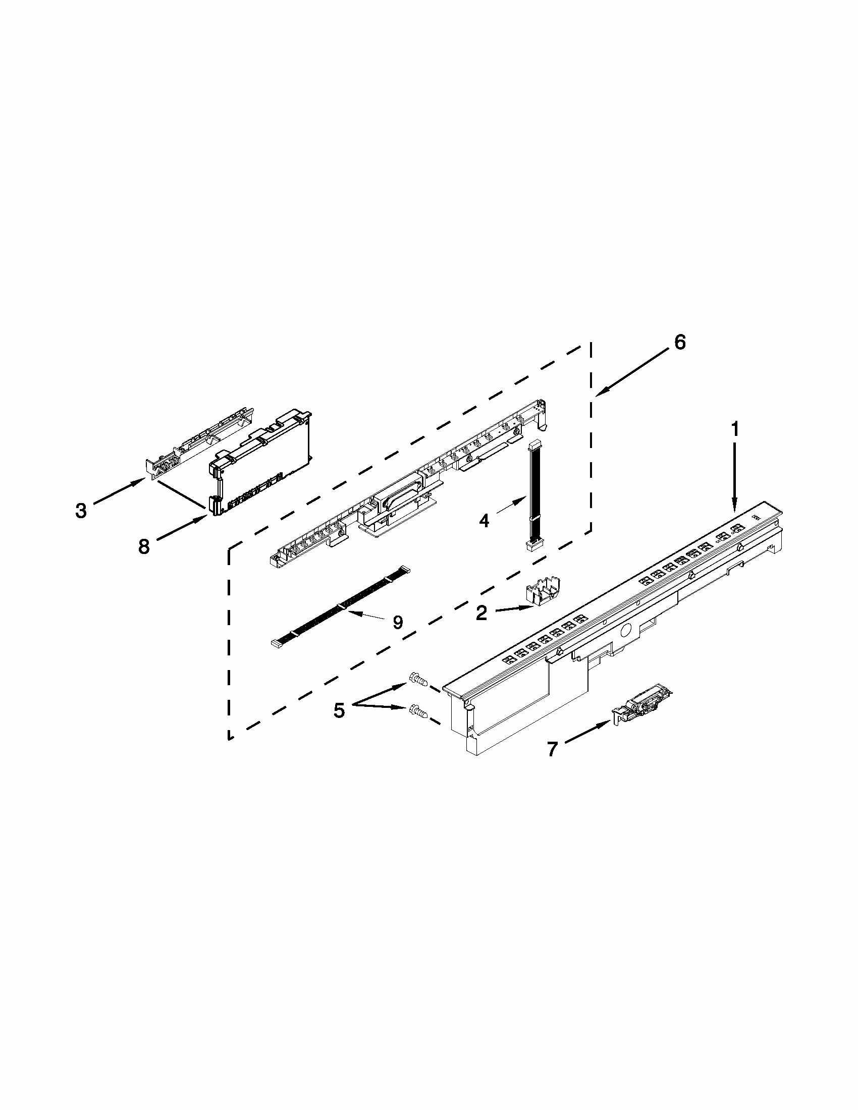 Control Panel And Latch Parts Diagram and Parts List for 66513272K116  Kenmore Dishwasher