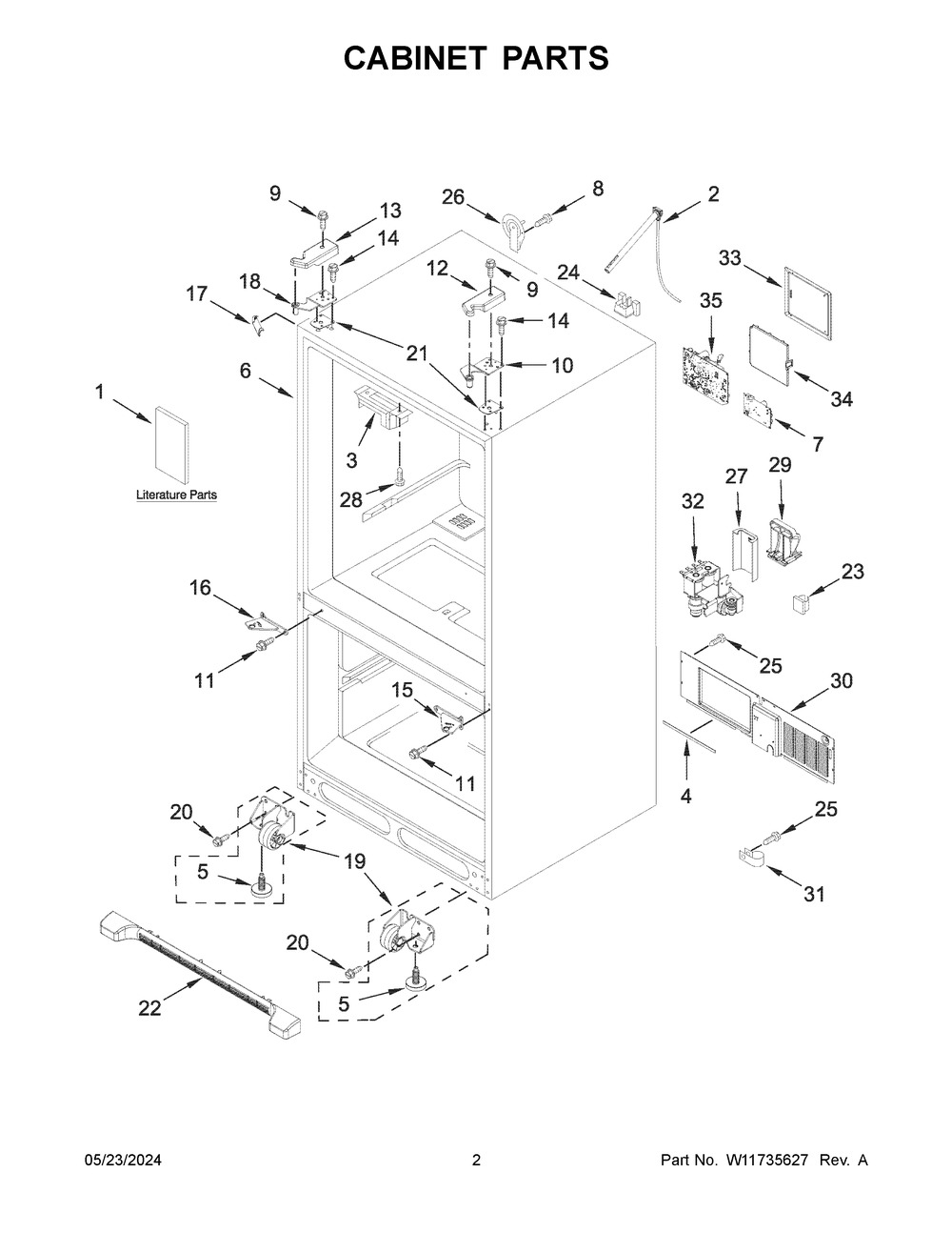 Cabinet Parts Diagram and Parts List for KRFC302EPA09  KitchenAid Refrigerator