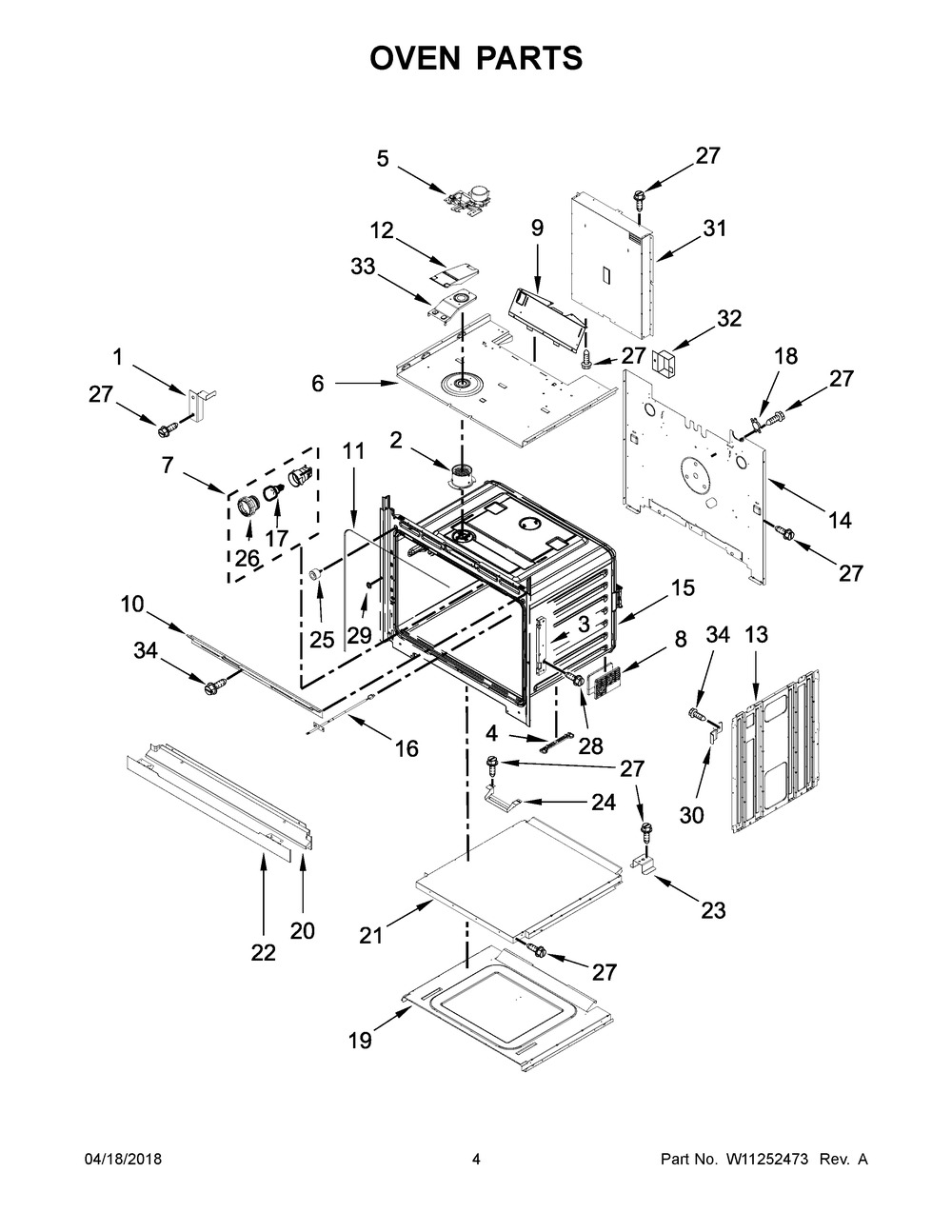 Oven Parts Diagram and Parts List for IBS350DS03  Whirlpool Wall Oven