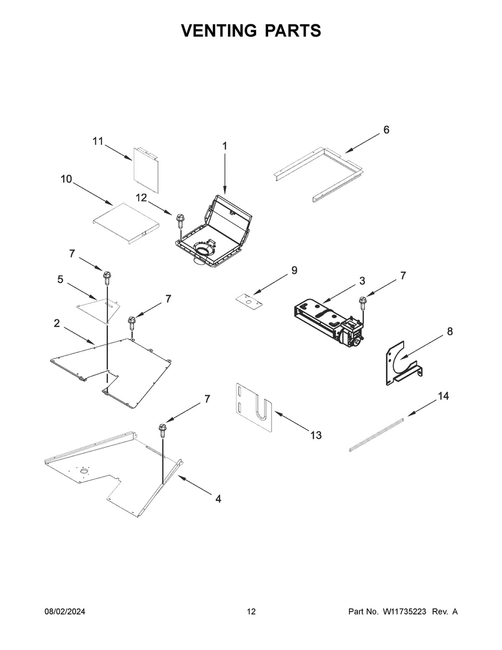 07 - Venting Parts Diagram and Parts List for KFGC558JYP07  Whirlpool Range