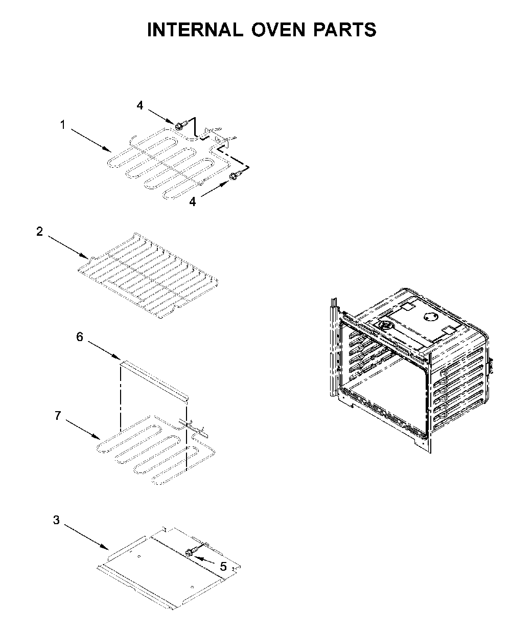 Internal oven parts Diagram and Parts List for WOD51EC7HS02  Whirlpool Wall Oven