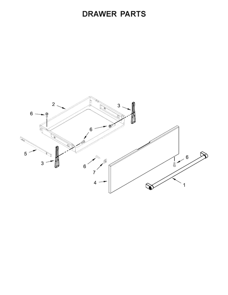 Drawer Parts Diagram and Parts List for KSGG700EBL0  KitchenAid Range