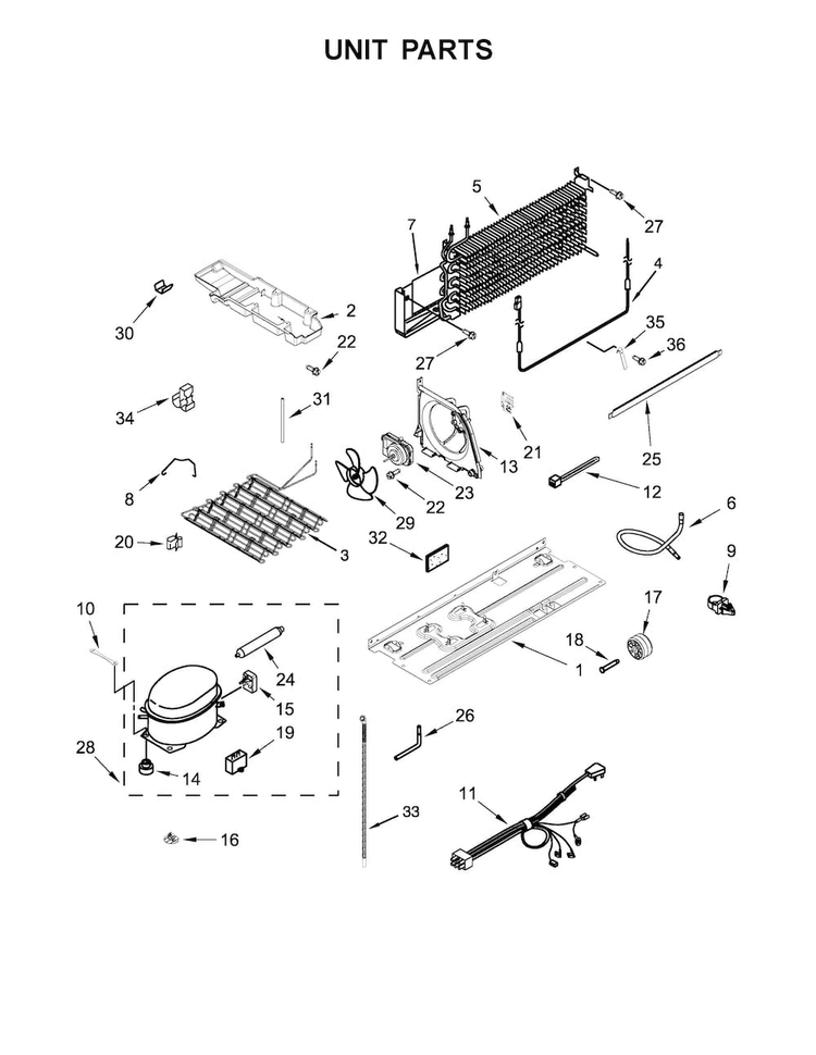 Unit Parts Diagram and Parts List for WRT511SZDB00  Whirlpool Refrigerator