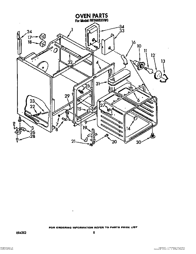 OVEN (CONTINUED) Diagram and Parts List for RF366BXVN0  Whirlpool Range