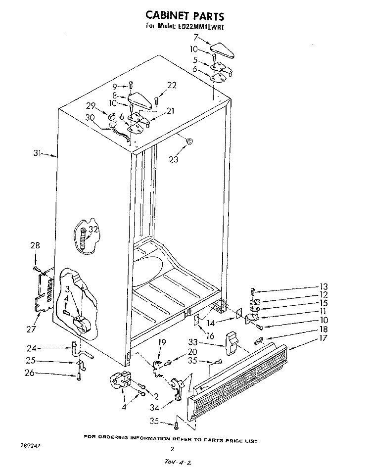 CABINET Diagram and Parts List for ED22MM1LWR1  Whirlpool Refrigerator