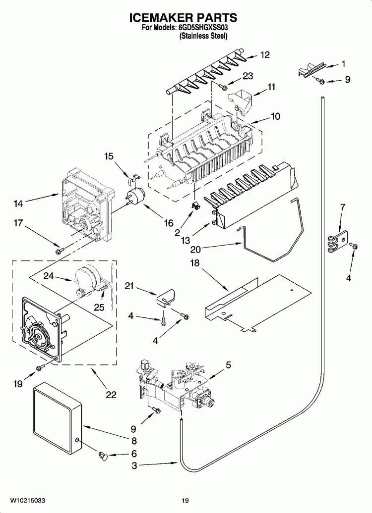 ICEMAKER PARTS, OPTIONAL PARTS (NOT INCLUDED) Diagram and Parts List for 6GD5SHGXSS03  Whirlpool Refrigerator