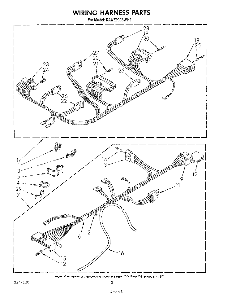 WIRING HARNESS Diagram and Parts List for KAWE900SWH2  KitchenAid Washer
