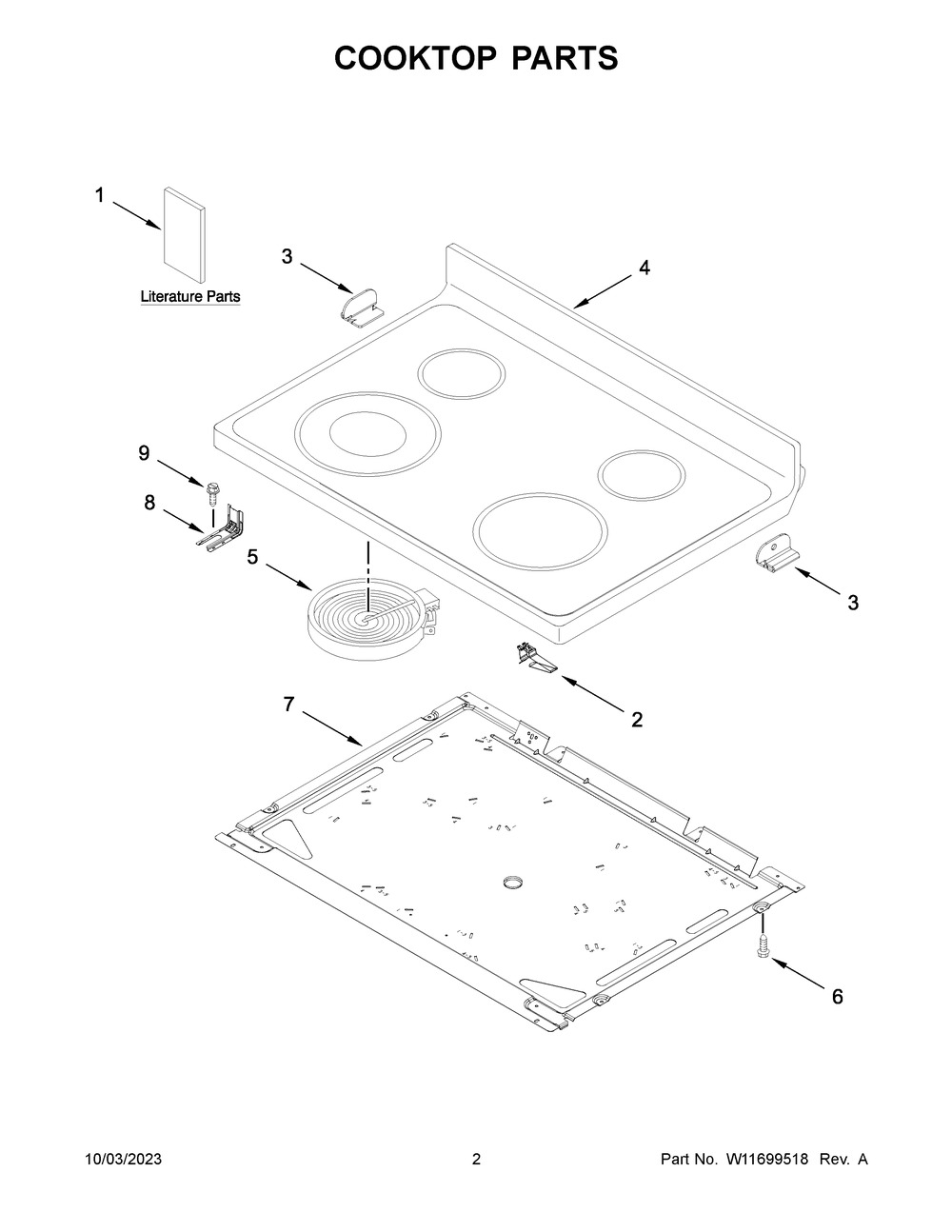 Cooktop Parts Diagram and Parts List for YWFE515S0JB4  Whirlpool Range