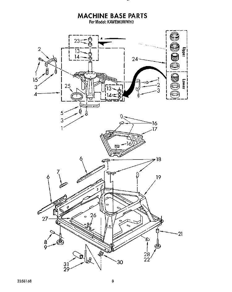 MACHINE BASE Diagram and Parts List for KAWE860WAL3  KitchenAid Washer