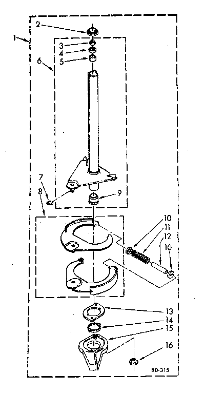 Brake And Drive Tube Diagram and Parts List for LA9800XSN1  Whirlpool Washer