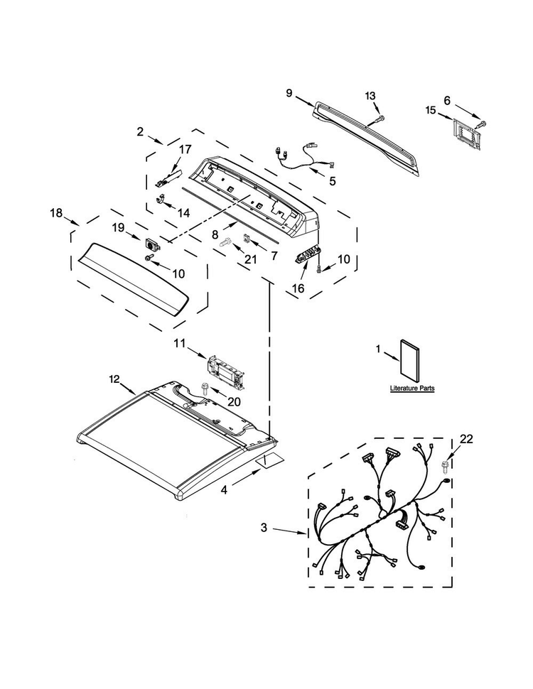 Top And Console Parts Diagram and Parts List for WED8000DW3  Whirlpool Dryer