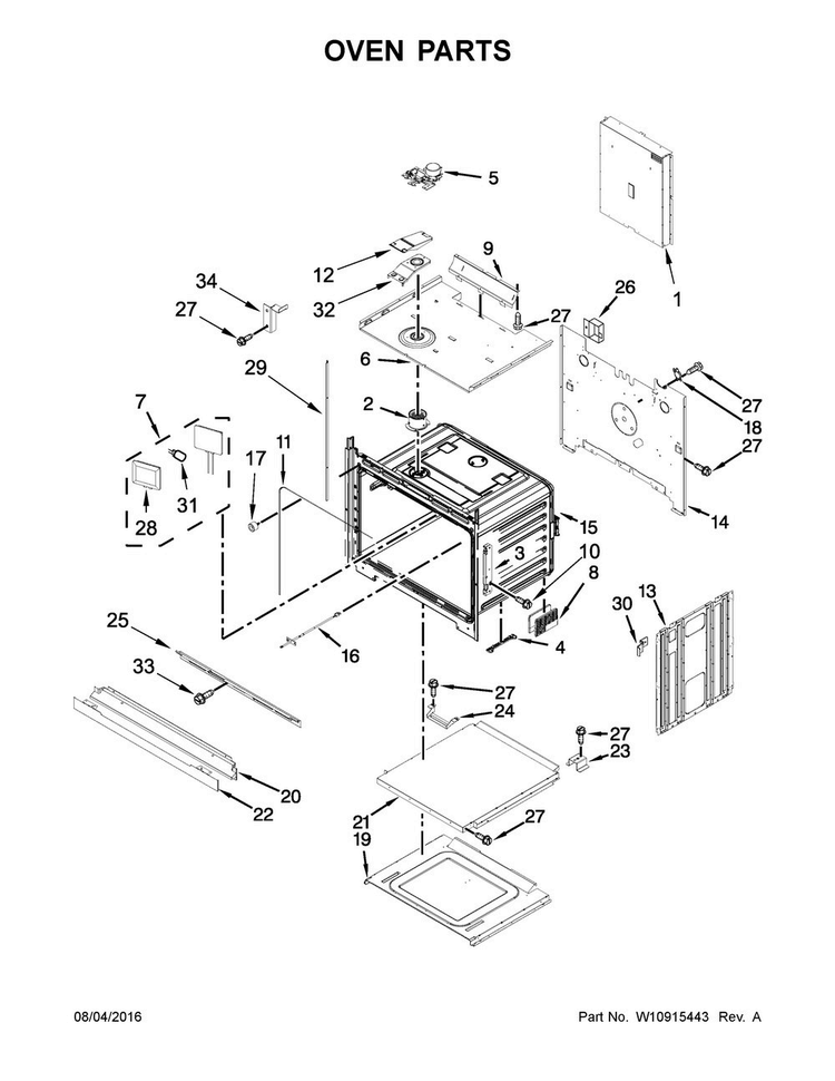 Oven Parts Diagram and Parts List for KOST107ESS01  KitchenAid Wall Oven