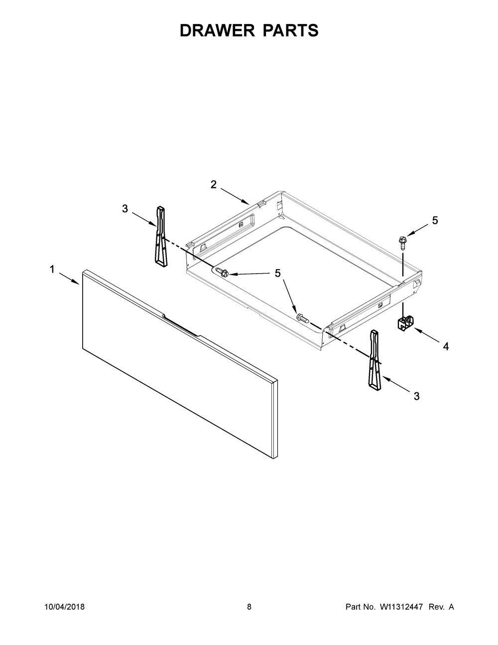 Drawer Parts Diagram and Parts List for WEC310S0FS3  Whirlpool Range