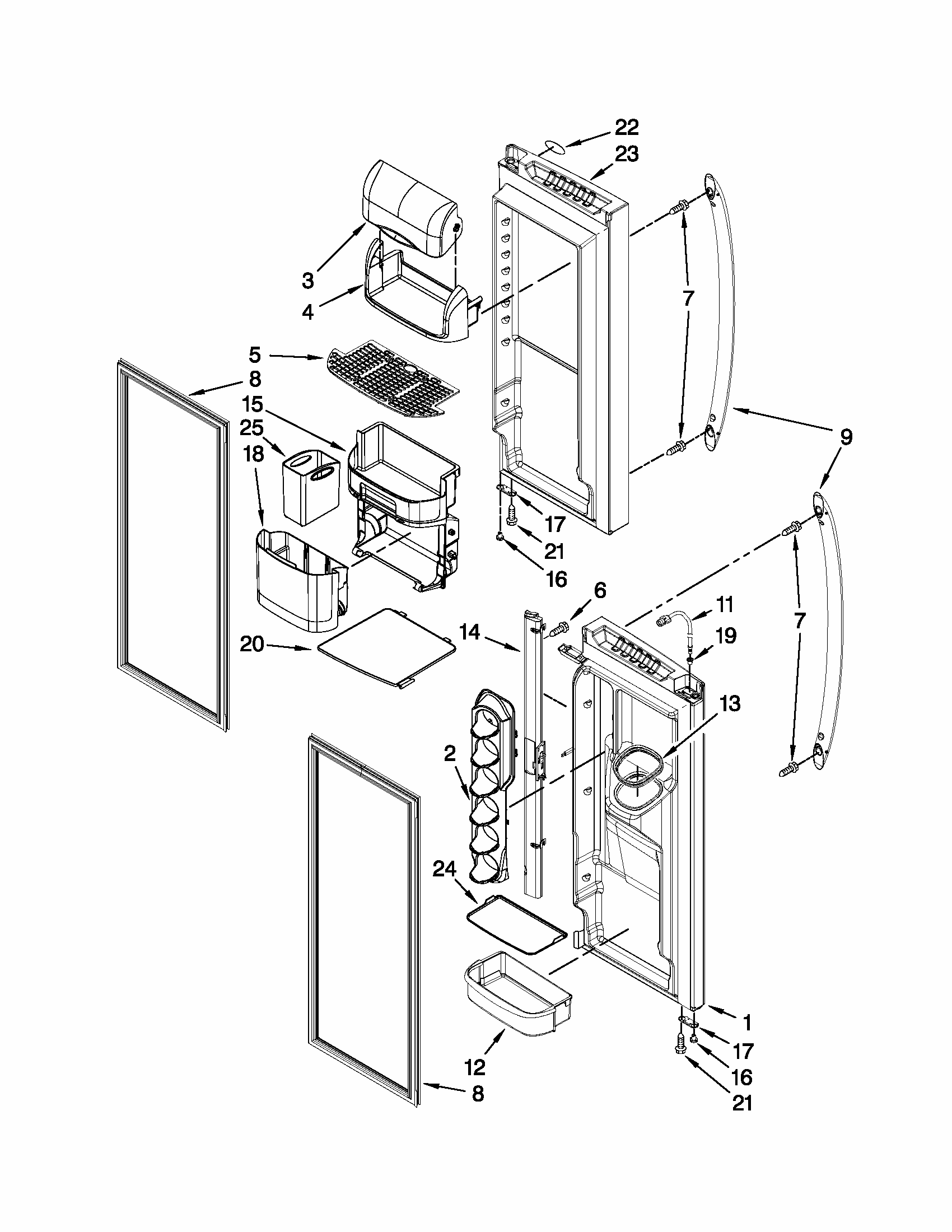Refrigerator Door Parts Diagram and Parts List for 59679543015  Kenmore Refrigerator