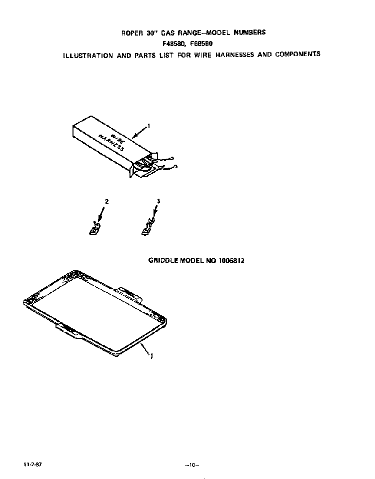 Wire Harnesses And Components Diagram and Parts List for F6858*0  Roper Range
