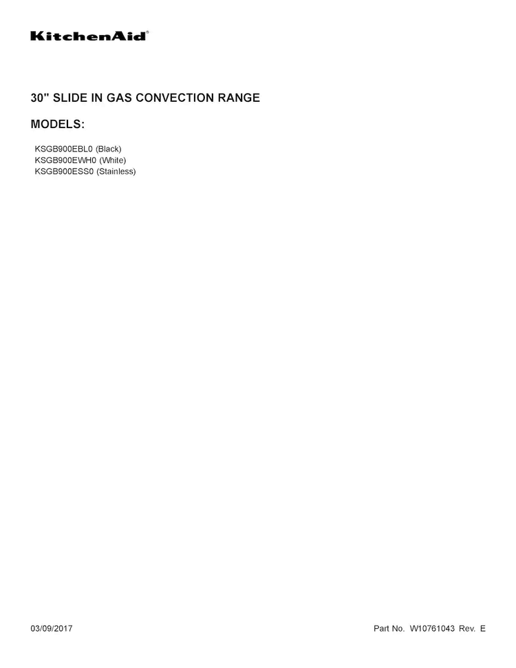 Cover Sheet Diagram and Parts List for KSGB900EWH0  KitchenAid Range
