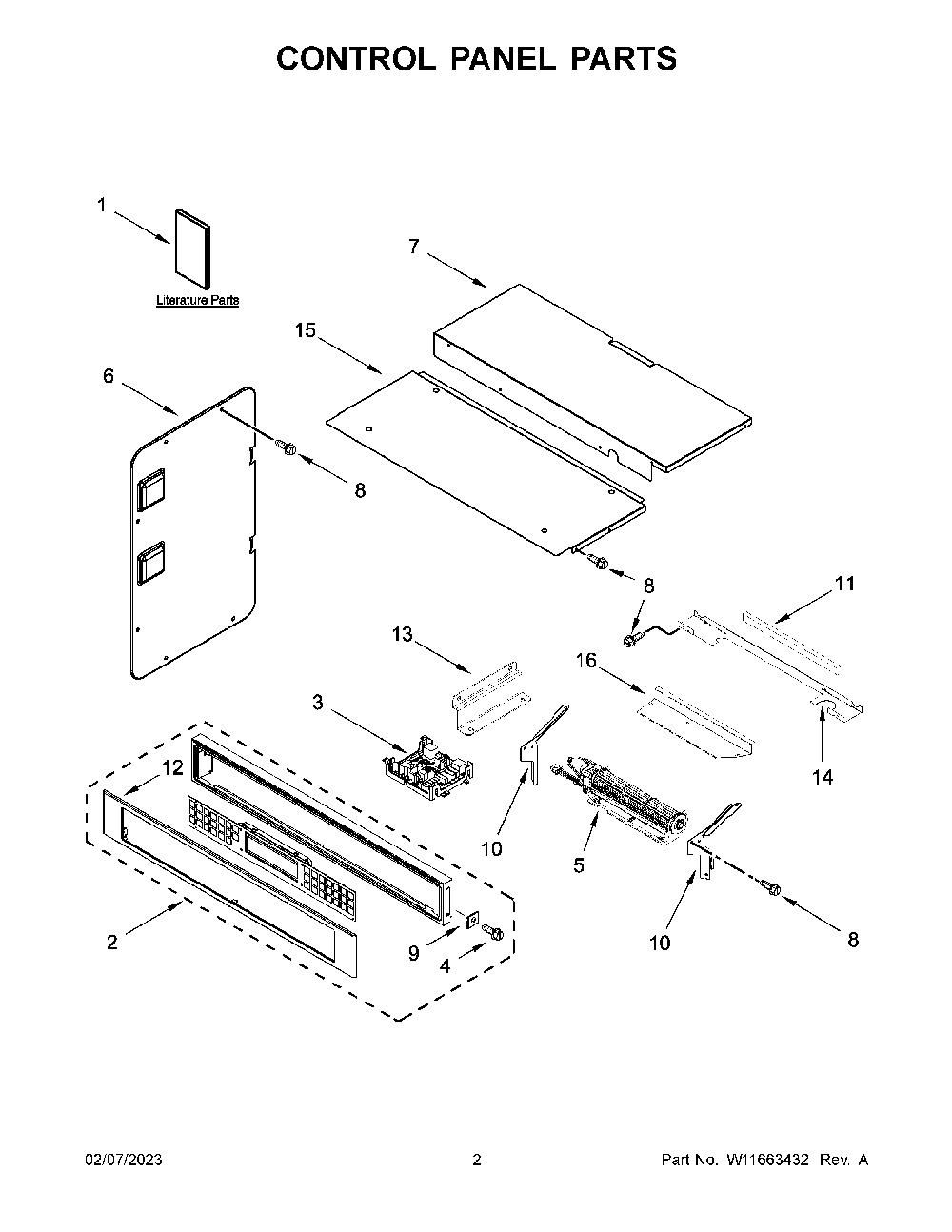 Control Panel Parts Diagram and Parts List for KOCE507EBS22  KitchenAid Microwave Oven Combo