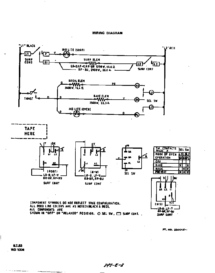 Wiring Diagram Diagram and Parts List for 2424*1A  Roper Range