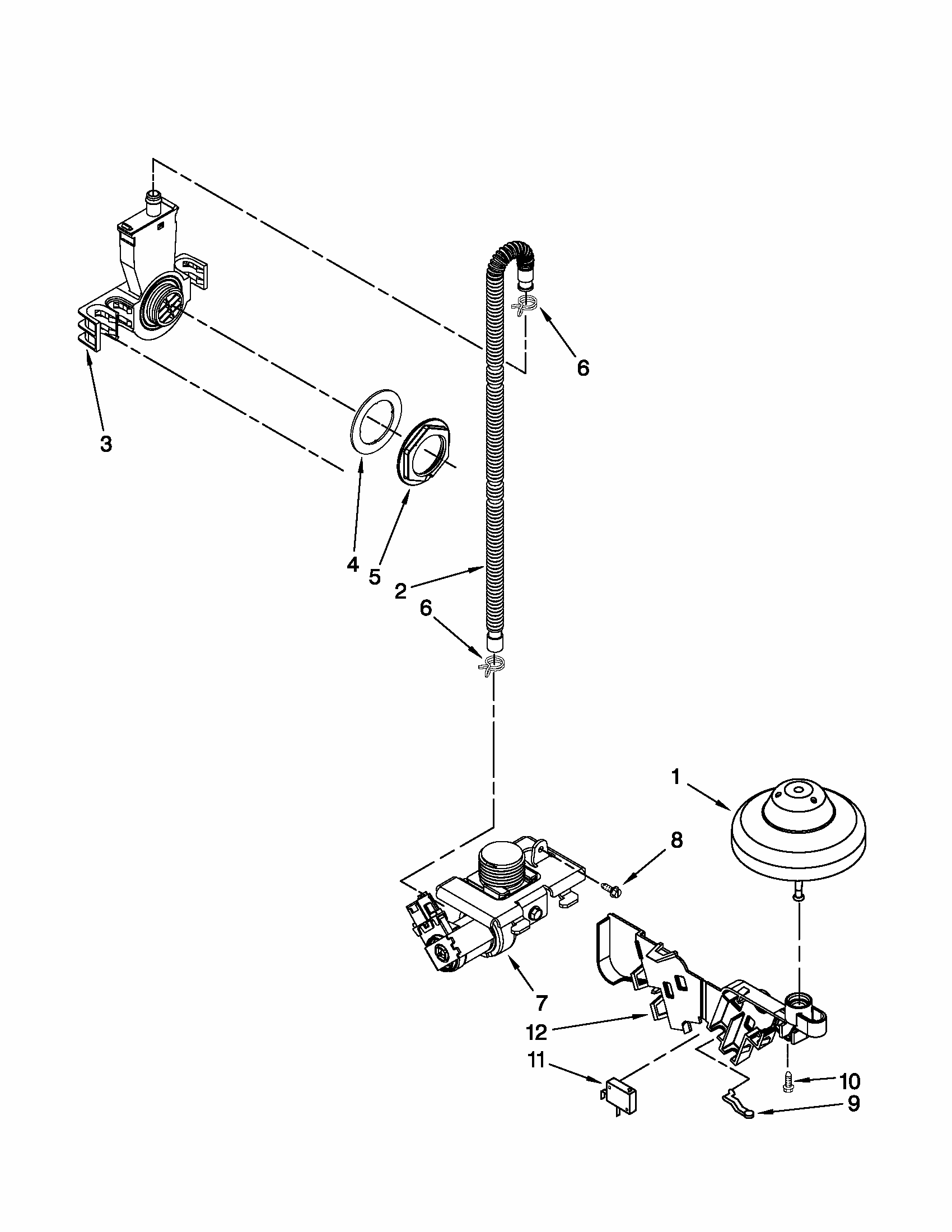 Fill, Drain And Overfill Parts Diagram and Parts List for 66517749K016  Kenmore Dishwasher
