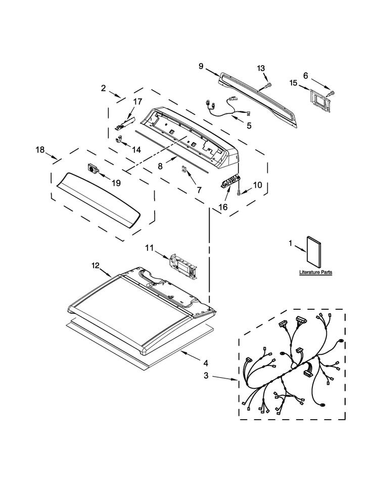 Top And Console Parts Diagram and Parts List for WGD8000DW0  Whirlpool Dryer