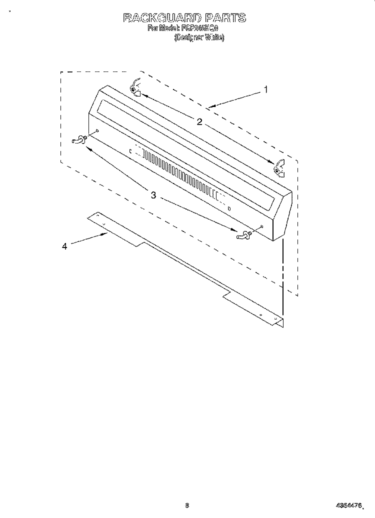 BACKGUARD Diagram and Parts List for FGP245HQ0  Roper Range