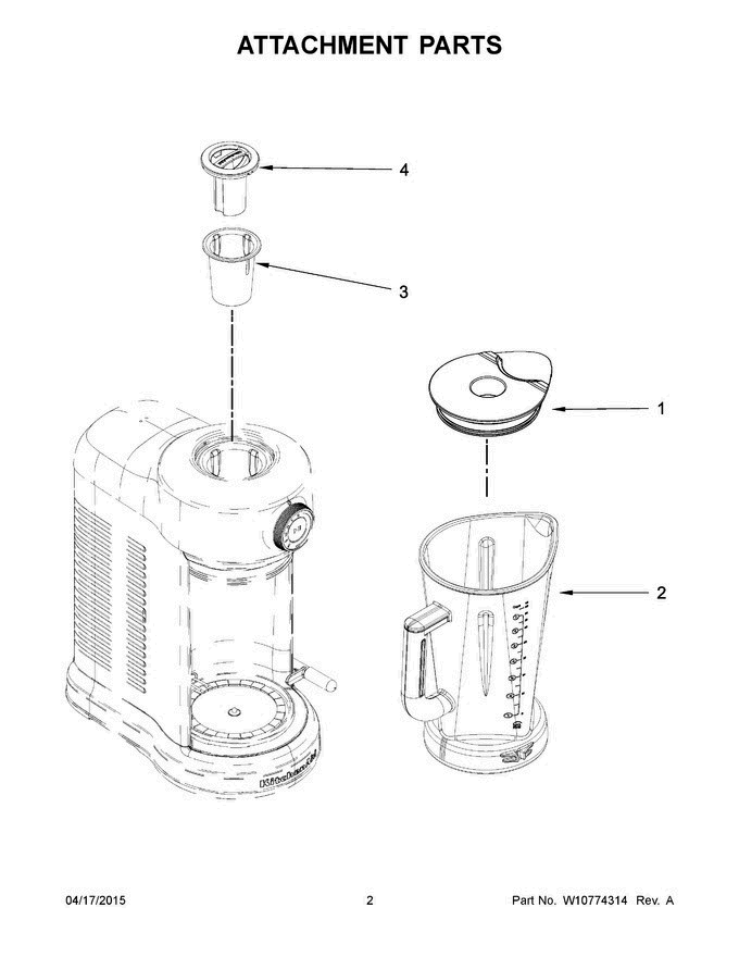 02 - Attachment Parts Diagram and Parts List for 5KSB5080A0B0  KitchenAid Dishwasher