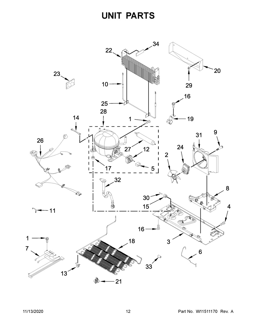Unit Parts Diagram and Parts List for KRBL109ESS02  Whirlpool Refrigerator