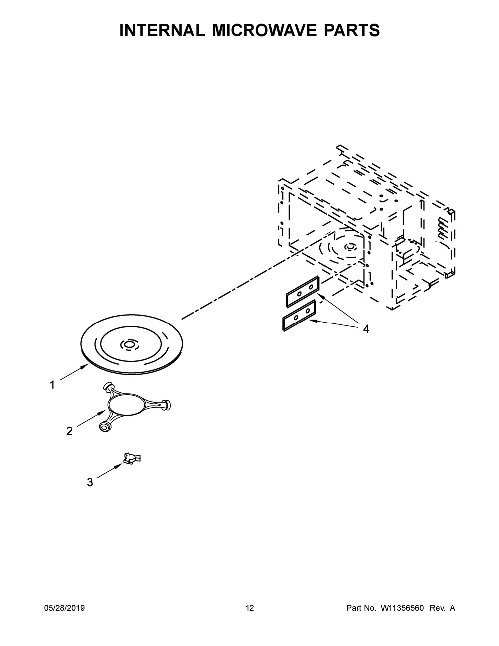 Internal Microwave Parts Diagram and Parts List for WOC75EC7HS02  Whirlpool Microwave Oven Combo