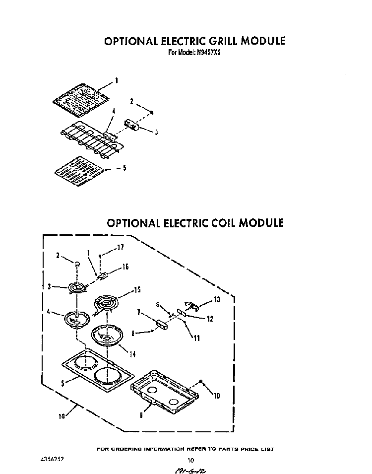 ^electric Grill Diagram and Parts List for N9457*5  Roper Range