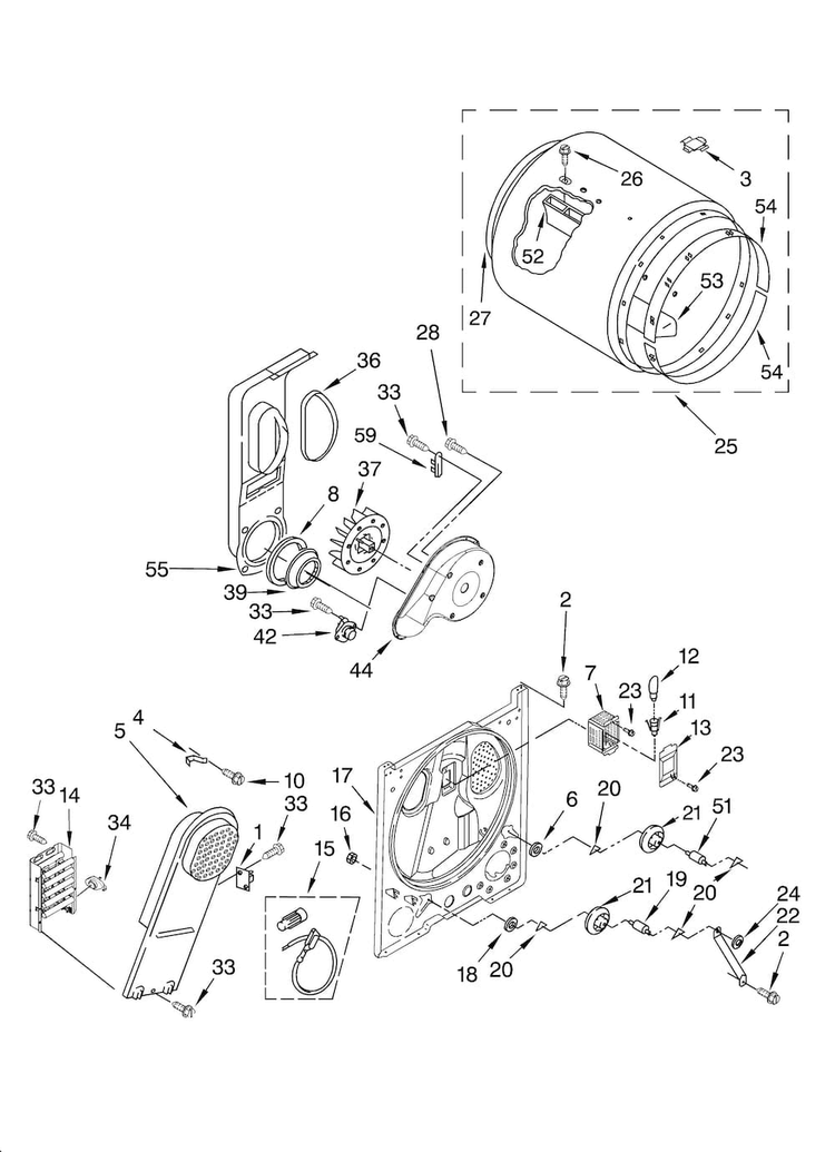 Bulkhead Parts, Optional Parts Diagram and Parts List for 110C66652502  Kenmore Dryer