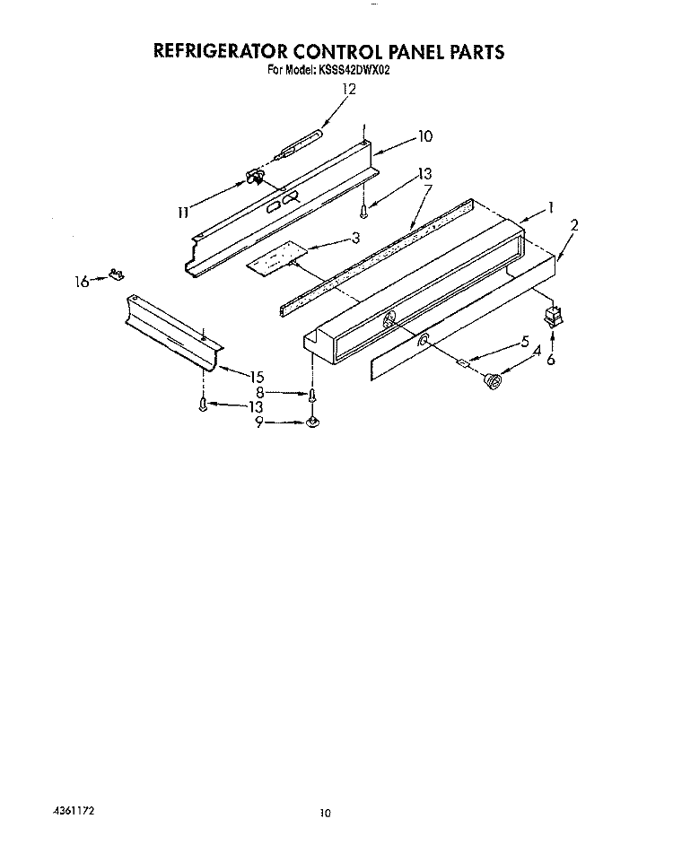 REFRIGERATOR CONTROL PANEL Diagram and Parts List for KSSS42DWX02  KitchenAid Refrigerator