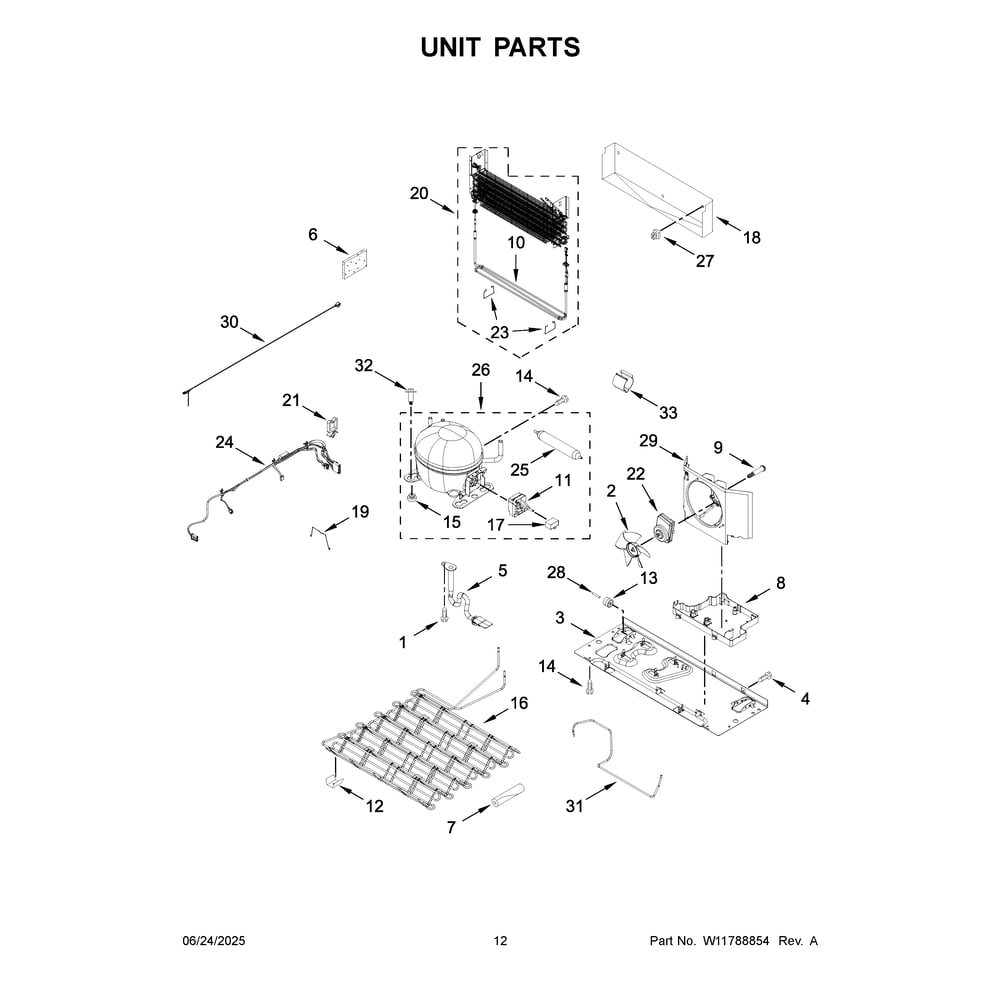 Unit Parts Diagram and Parts List for KRFF577KBS06  KitchenAid Refrigerator