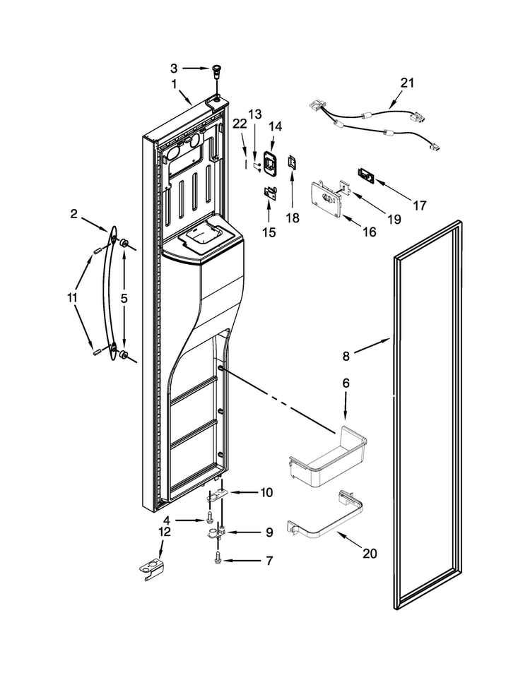 Freezer Door Parts Diagram and Parts List for 7KSF26C6YY00  KitchenAid Refrigerator