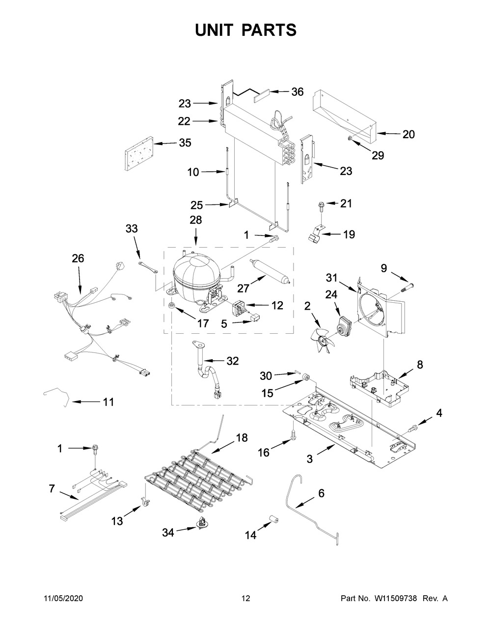 Unit Parts Diagram and Parts List for KRFF302ESS03  Whirlpool Refrigerator