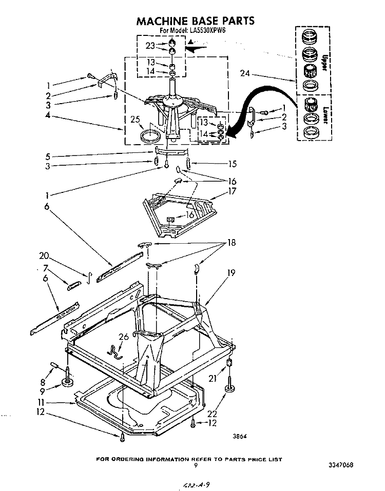 MACHINE BASE Diagram and Parts List for LA5530XPW6  Whirlpool Washer