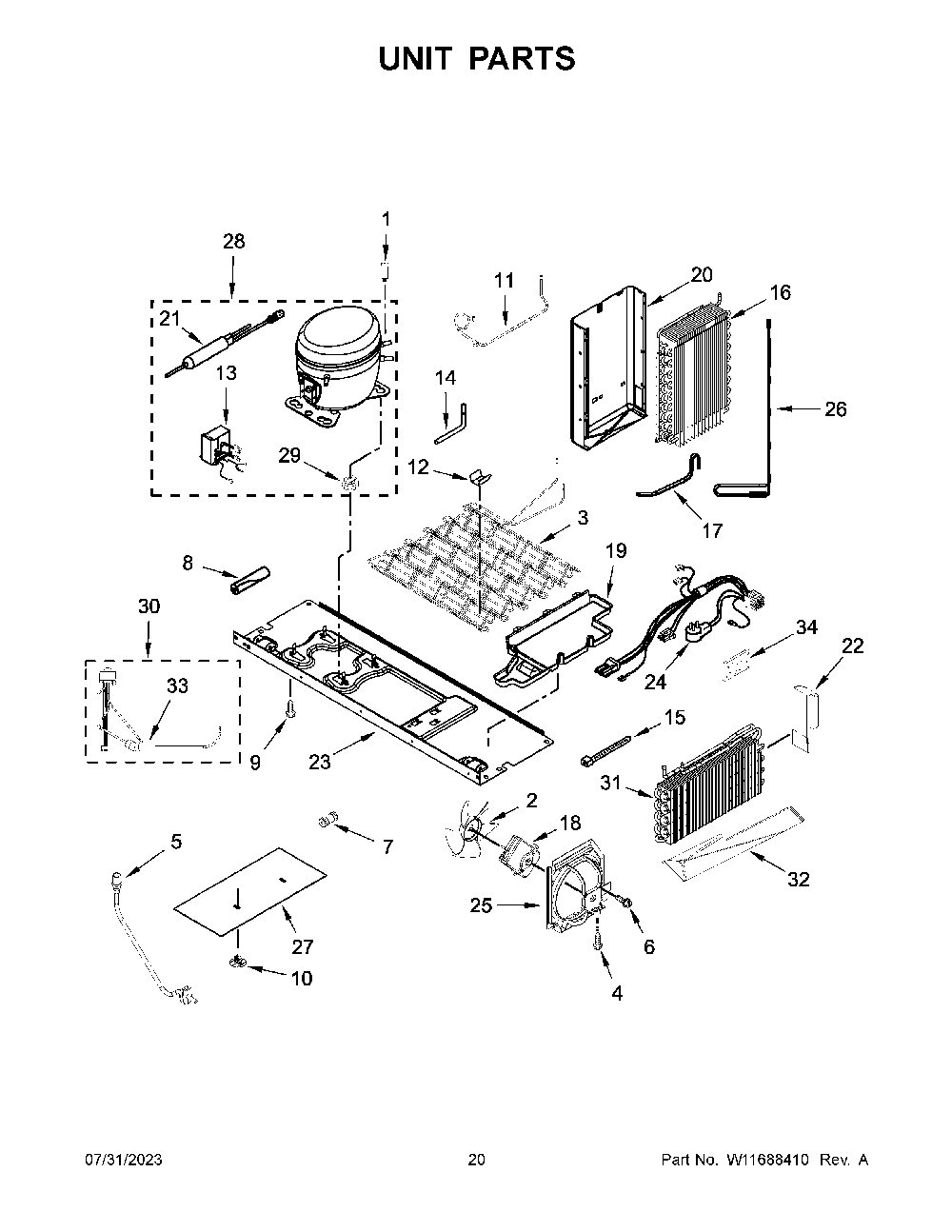 Unit Parts Diagram and Parts List for KRSF705HBS05  KitchenAid Refrigerator