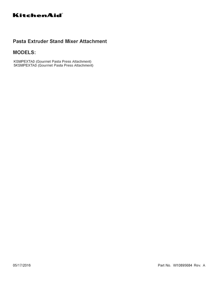 Cover Sheet Diagram and Parts List for KSMPEXTA0  KitchenAid Mixer