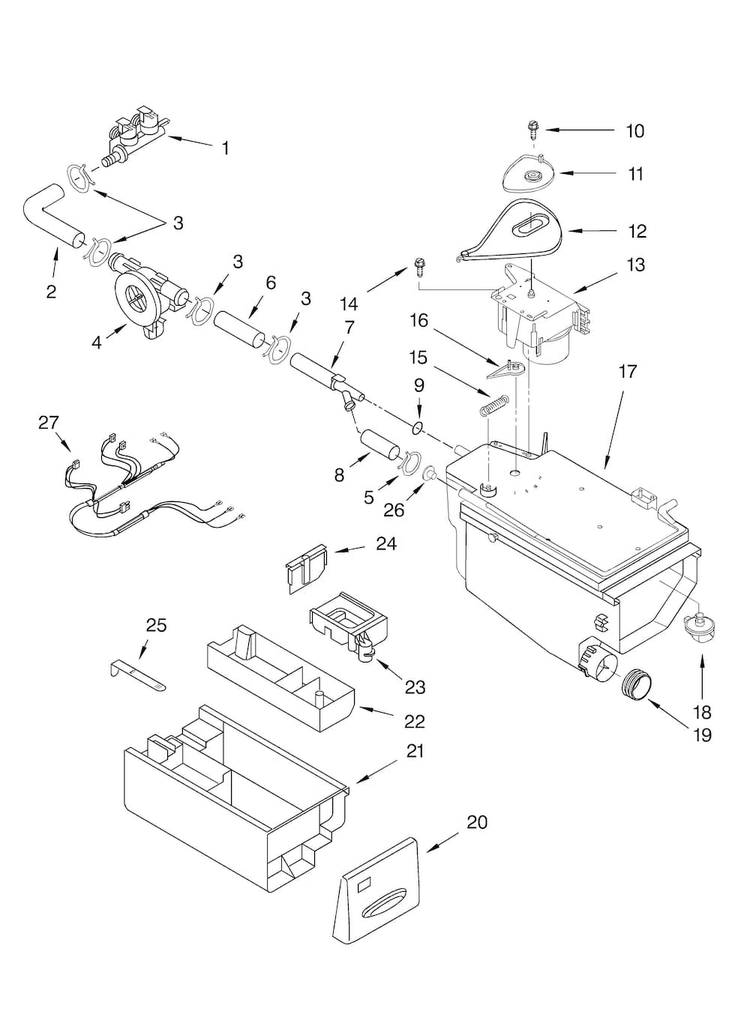 Dispenser Diagram and Parts List for GHW9200LW  Whirlpool Washer