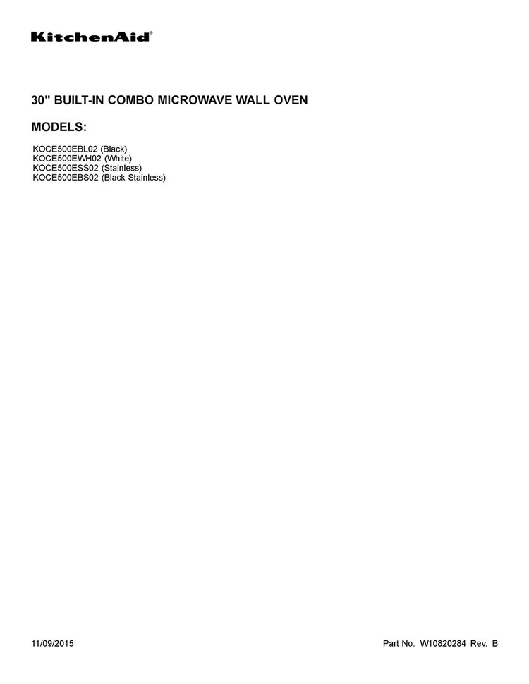 Cover Sheet Diagram and Parts List for KOCE500ESS02  KitchenAid Microwave