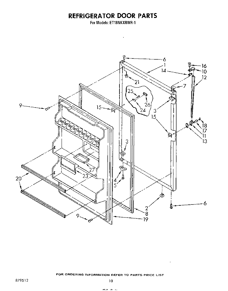 REFRIGERATOR DOOR , NOT ILLUSTRATED Diagram and Parts List for ET18NKXRWR1  Whirlpool Refrigerator