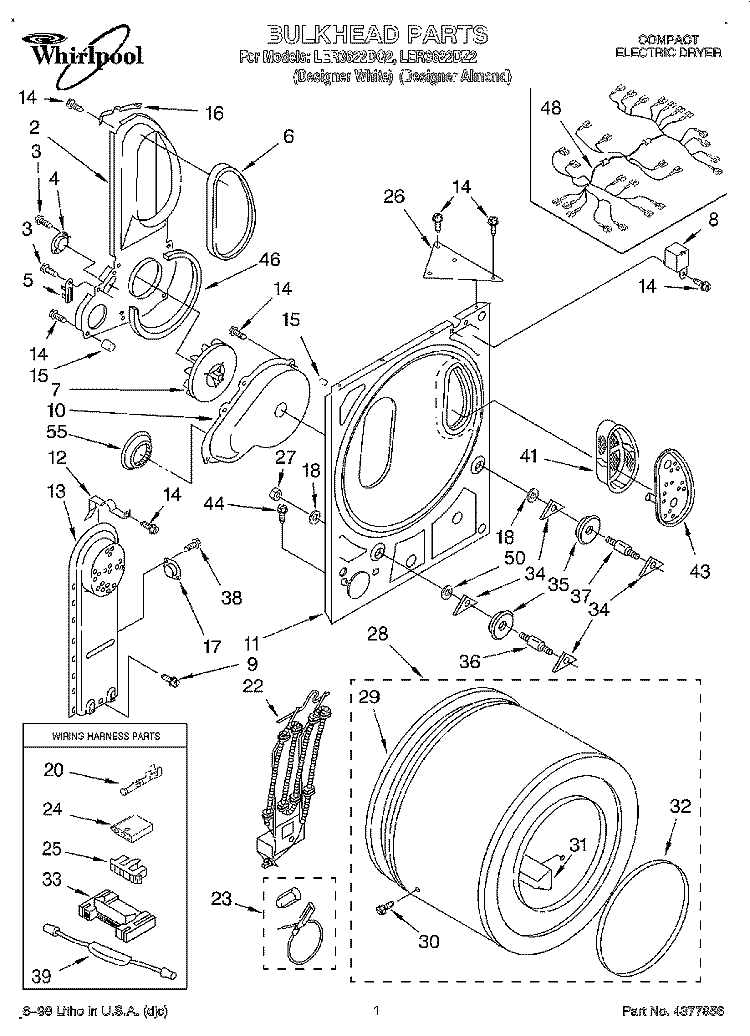 SECTION Diagram and Parts List for LER3622DZ2  Whirlpool Dryer